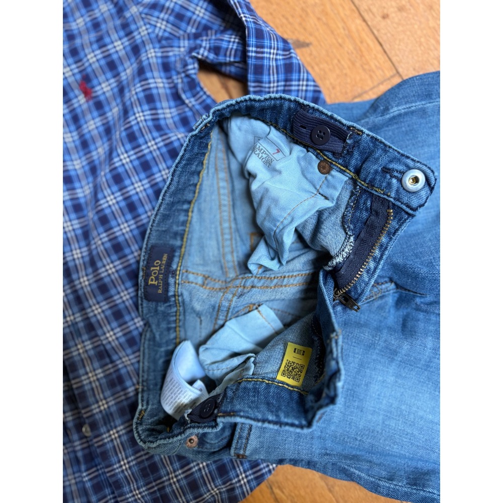 Polo Ralph Lauren Boys Lot 3pc Plaid Shirts & Hampton Straight Jeans Size 7 - Picture 9 of 9